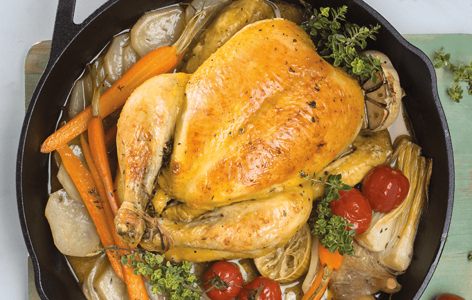 Pollo al horno 
con hortalizas